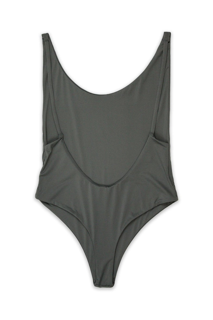 Ada High Cut Thong One Piece in Dark Silver