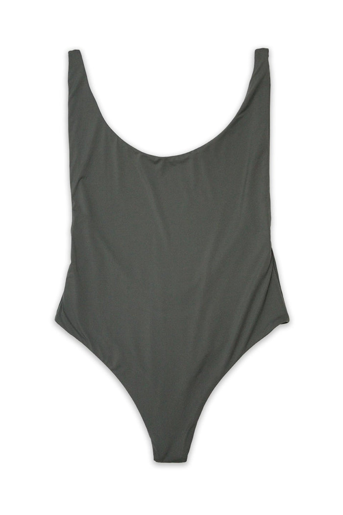 Ada High Cut Thong One Piece in Dark Silver